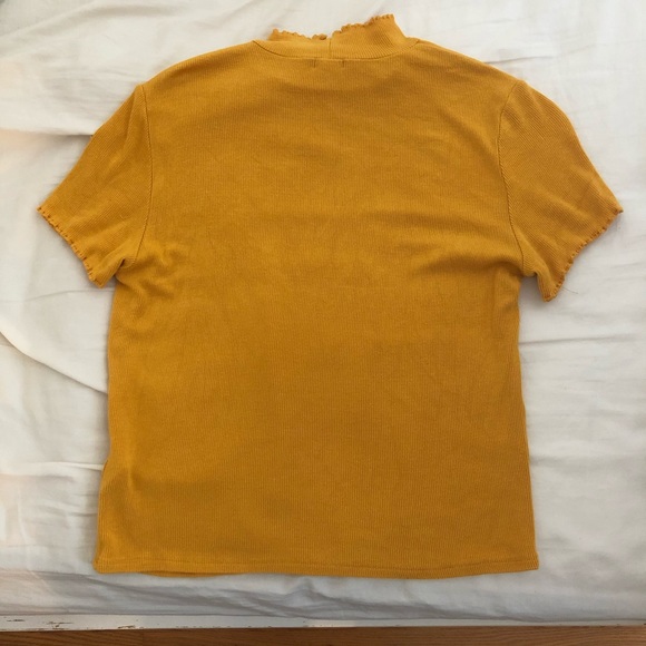 Lettuce Hem Ribbed Yellow Top - Picture 3 of 5